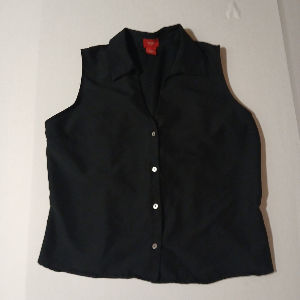 Mossino Button Up Collared Top Sleeveless Woman Size XL